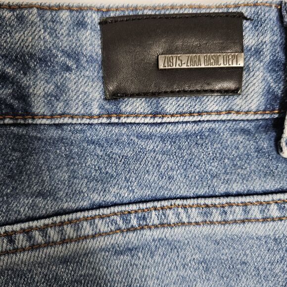 Zara Basic Z1975 Denim Boho Fringe Ankle Jeans Women 6 (30x26) Blue Raw Hem NWOT - Picture 11 of 11